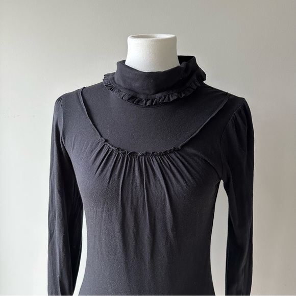 Deletta Black Ruffle Long Sleeve Lightweight Shirt Size Small - Picture 2 of 9